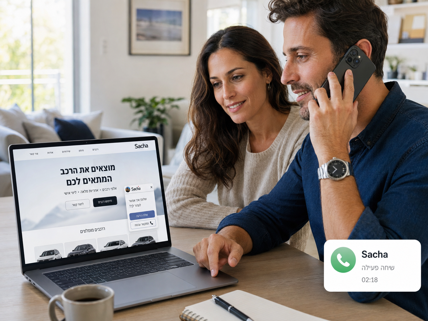 Sacha AI סוכנת מכירות AI לסוכנות רכב בישראל — צ׳אט ו-WhatsApp