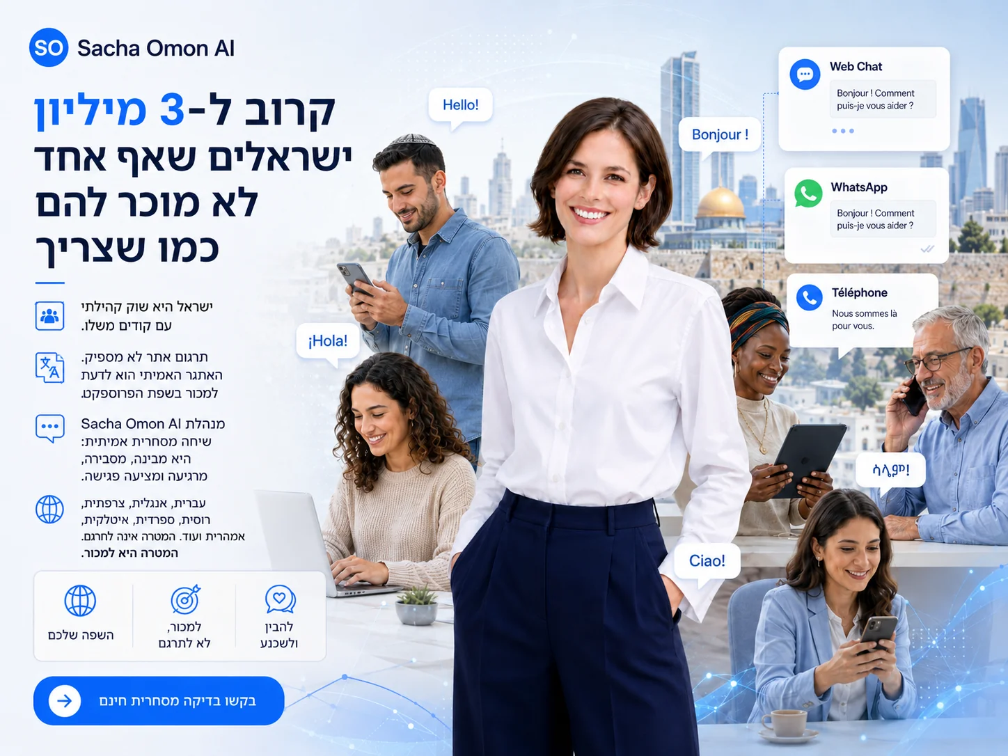 Sacha Omon AI — שיחות מכירה רב-לשוניות בישראל